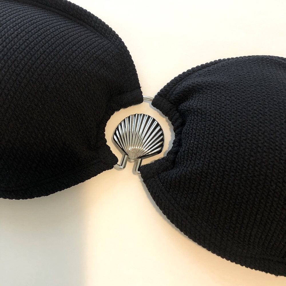 Black Bikini Top with Shell Detail - Picture 1 of 8
